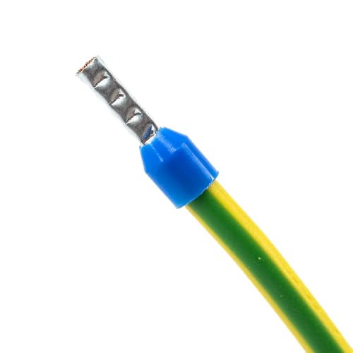 ERKO Aderendhülsen Aderquerschnitt 0,25 mm2 Länge 6mm 100 Stück professionelle Kabelschuhe aus galvanisch verzinktem Kupfer mit Polyamidisolierung, Kabel Steckverbinder für Elektriker
