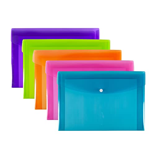 Summit Portafogli in plastica A4+, colori assortiti, confezione da 5