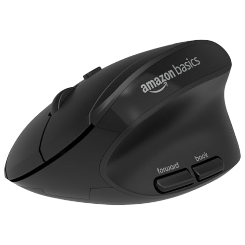Image of amazon basics Pro Series 2.4G Wireless Ergonomic Mouse for PC, Mac, Laptop | 4 Adjustable DPI Settings Up to 2400 | Shortcut Buttons (Black)