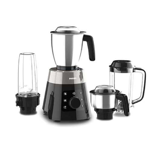 PHILIPS HL7777/00 Mixer Grinder, 750W, 4 Jars, Smart One-Touch Mode, 50%* Reduction in sound power, Digital Interface, Intelli-speed Technology for Pre-Set cooking, Soft Sound Technology, Metallic Silver and Bold Black, Large