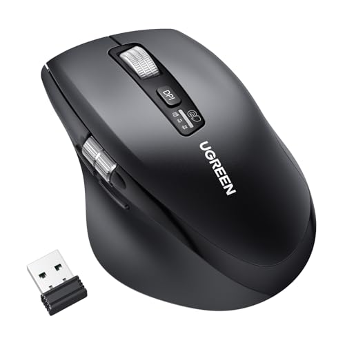 UGREEN Bluetooth5.4 & 2.4G Wireless Mouse Ultra-Fast Scrolling Ergonomic and Silent 5000 dpi Mouse with 5 Buttons Compatible with Windows macOS iOS Android Linux