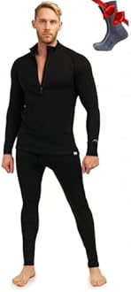 Merino.tech Merino Wool Base Layer Mens Set - Heavyweight, Midweight, Lite Merino Wool Thermal Underwear For Men Top, Bottom
