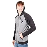 Ultra Game NFL Las Vegas Raiders Mens Full Zip Soft Fleece Hoodie Letterman Varsity Jacket, Team Color, Small