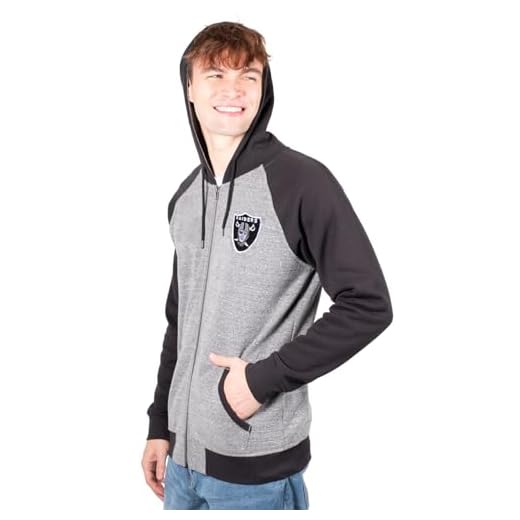 Ultra Game NFL Las Vegas Raiders Mens Full Zip Soft Fleece Hoodie Letterman Varsity Jacket, Team Color, Small