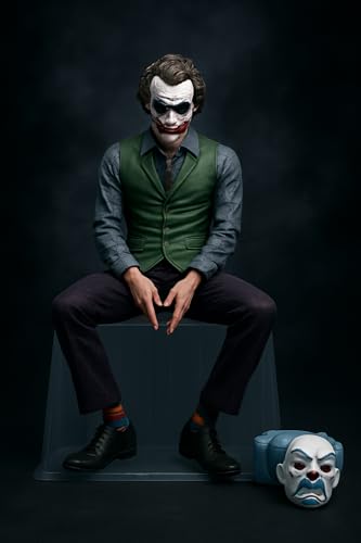 Image of 12 Cm Clown-Themed Villain Action Figure - Sitting Pose Figurine with Removable Mask, Multicolor Desk & Car Decoration -(1 Piece)