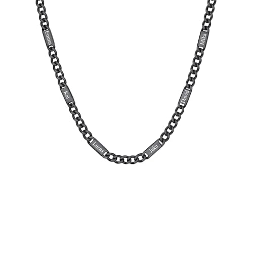 ChainsHouse Custom Name Necklace, Personalized Cuban Link Chain for Men Women, 1-6 Name Inscriptions, 18/20/22/24 Inch with 5cm Extender, 5mm/7mm Widt