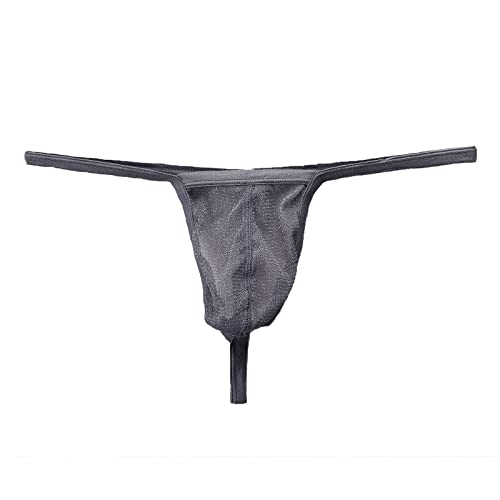 Evankin Mens Sexy Bling Mesh Thong See Through G-Strings Underwear Low Rise Briefs Bikini Thin Belt(#2 Grey,M) 1