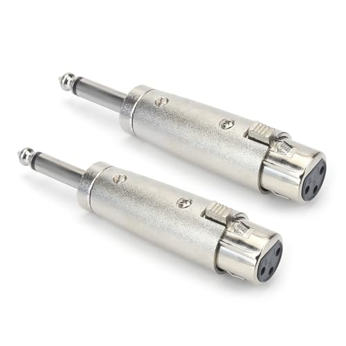 Image of MX XLR Female to 1 /4 inch (6.35mm) TS Male Adapter - Balanced Audio Connector for Mixer, Amplifier, Microphone - 2 Pack