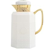 Generic Insulated Coffee Carafe,34 oz,Luxury Coffee Pot,Arabian Style Vacuum Thermal Carafe Insulated Flask for Coffee Hot Cold Drink Tea,Moving and Housewarming Gift,White-Gold, OVP-1000-WG