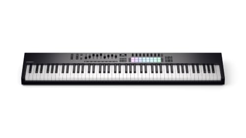 Image of Novation Launchkey 88 MK4 USB MIDI Keyboard Controller | USB, 88 Semi-Weighted Keys, 16 Pads with Polyphonic Aftertouch, 9 Faders, Pitch /Mod Wheels, OLED Display, Scale Mode