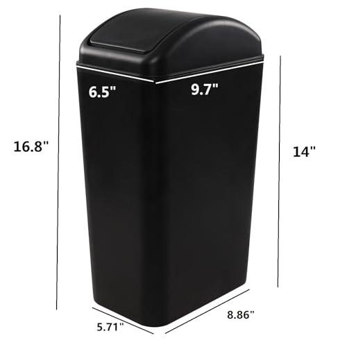 Caneca de basura negra rectangular swing 14 litros miniatura 2