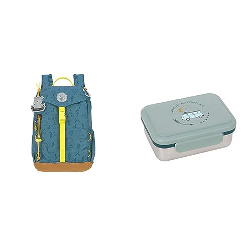LÄSSIG 1203023400 Kinder Wanderrucksack Kinderrucksack Ausflug & Kinder Brotdose Edelstahl Lunchbox Frühstücksbox nachhaltig Kindergarten Schule/Adventure Bus