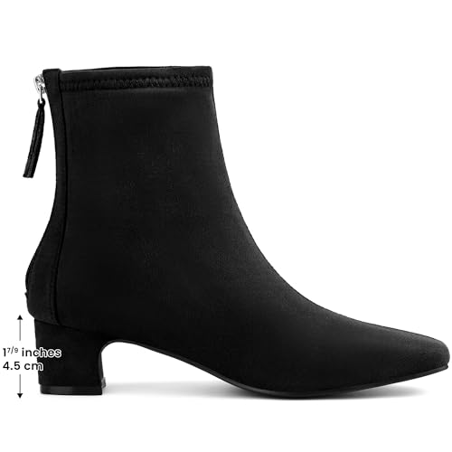 Allegra K Allegra K Women's Square Toe Ankle Boots Chunky Low Heels Black Boots 7 M US