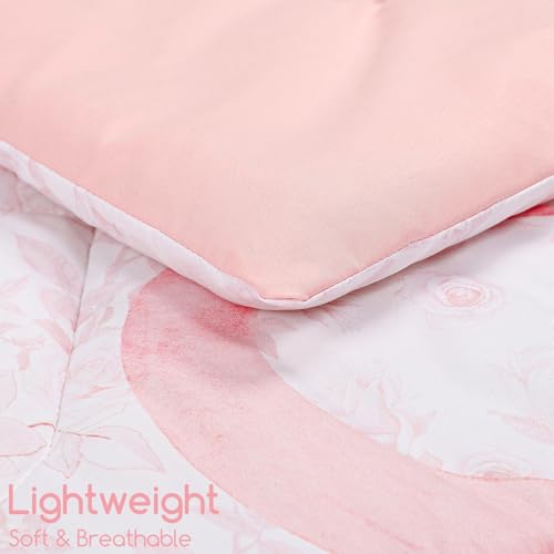 Image of 4 Piece Toddler Bedding Set, Ultra Soft and Breathable Toddler Comforter Sets for GirlsIncludes Quilted Comforter, Fitted Sheet, Flat Sheet and Pillowcase, Pink Bow