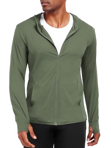 Image of NELEUS Men's Workout Fishing Shirts UPF 50+ Light Jacket Full Zip Sun Protection Long Sleeve Hoodie for Men Hiking