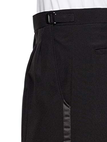Image of RGM Tuxedo Pants for Men with Satin Side Stripe - Classic Formal Dress Pants Ideal for Weddings, Black Tie Events & Parties