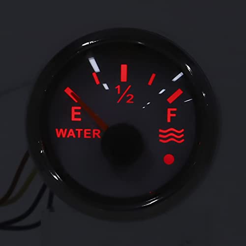 Ejoyous Indicateur de Niveau d'eau, Jauge de Réservoir d'eau 52 mm/2 Alarme Intelligente DC pour Bateau Marin RV 0-190 Ohm Capteur Européen 9-30 V (White)