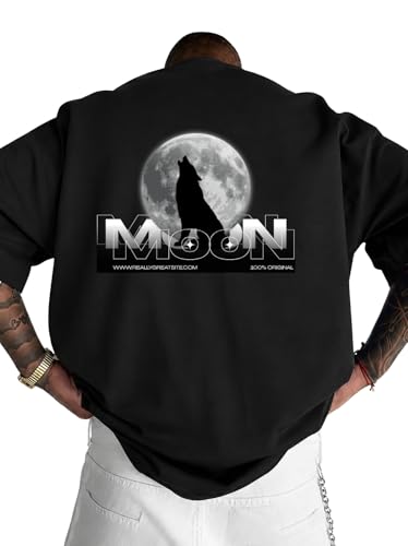 Image of Men's Oversized Round Neck Cotton Printed Gym T-Shirt for Men | Premium Soft Cotton Casual Loose Fit Half Sleeve Plain Tee Shirt