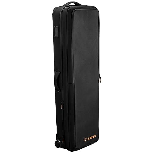 Slinger L6 Bigbag Light Stand Rolling Case For Three C-Stands, Black, This Carrying Case For Light Stands Features Bright Orange Interior, Adjustable Dividers, Roller-Bearing Wheels And Fabric Straps #TOP4
