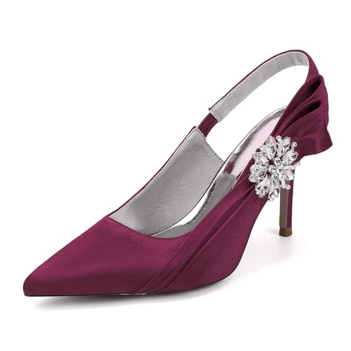 Escarpins à talons aiguilles en satin avec strass pour briller lors de vos soirées de gala