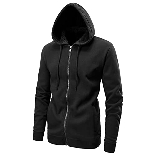 ジャケット・アウター THEREDTHREAD S w zip hoodie long black OHSNMAKSL Men's Full Zip Hoodie Fleece Jacket Sweatshirt Lined