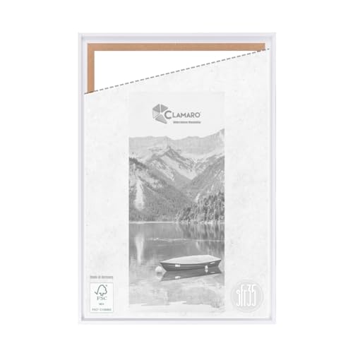 CLAMARO 'SFR35' Marco con ranura de sombra para bastidores de 80x100 cm | Blanco Mate | Marco de MDF para lienzos sobre bastidor incluye colgador y material de montaje