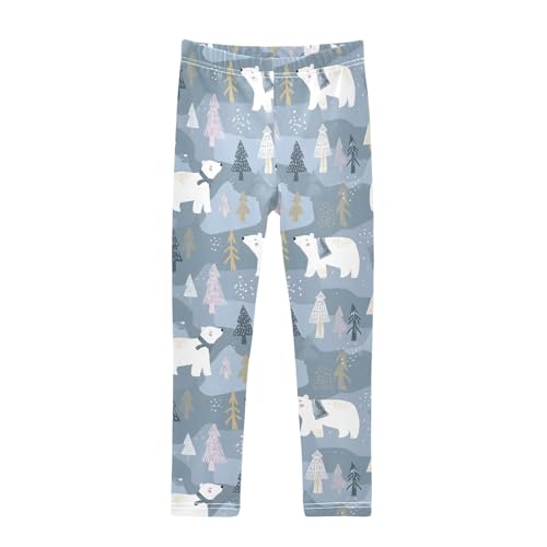 senya Girls Printed Leggings Yoga Pants Polar Bear Tree Pattern for Kids in 4t to 10 Years, 4T
