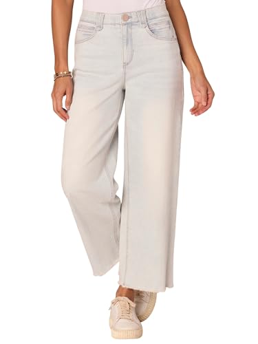 Ab Solution Skyrise Round Up Boyfriend Wide Leg Jeans with Fray Hem