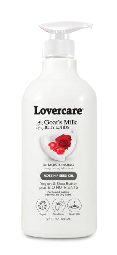 Lovercare Goat Milk Body Lotion for Dry Skin 27.05 oz (800ml) Rose Hip Seed Oil - Singleâ€¦