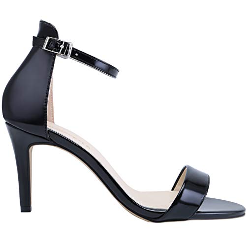 SHOESFEILD Black Heels for Women, High Heels Sandals Open Toe Strappy Stiletto Dress Pump Shoes for Wedding(107-3… - Image 3