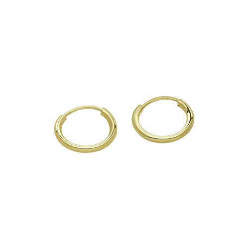 14k Yellow Gold Small Endless Tiny Hoop Earrings 10mm