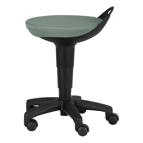 Image of Rolling Adjustable-Height Padded Stool - Faded Denim