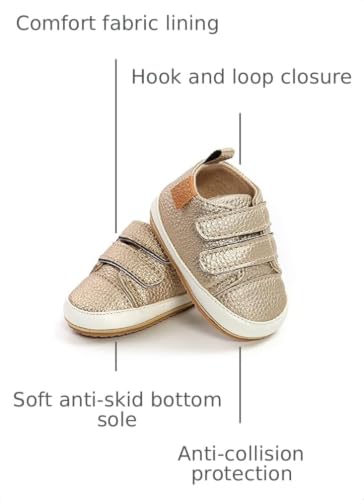 Image of SOFMUO Baby Boys Girls High Top Ankle PU Leather Sneakers Soft Rubber Sole Infant Moccasins Newborn Oxford Loafers Anti-Slip Toddler Wedding Uniform Dress Shoes