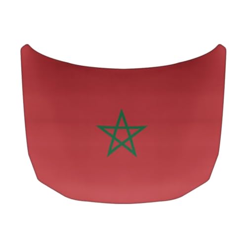 Image of Morocco Flag Print Car Hood Cover Elastic Polyester Car Hood Protector Auto Patriotic Decorations Waterproof Sunproof Automotive Exterior Accessories for Sports Events and Outdoor Use