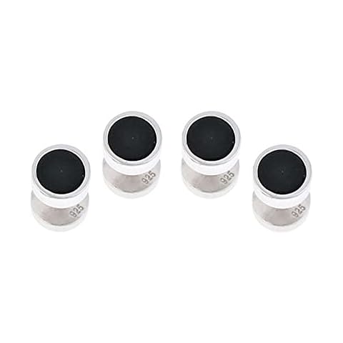 Cuff-Daddy Mens Sterling Silver Black Onyx Studs Set Cover