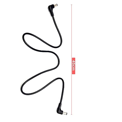 SOLUTEK 18" Guitar Pedal Power Cable Double Right-Angle for Space-Saving Works with 9V/12V/18V Center-Negative 5.5x2.1mm Connections | Shielded Noise-Free Heavy-Duty (RA to RA 18 inch, 8pcs)