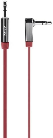 Belkin MIXIT Right Angle Tangle-Free Flat Auxilary Cable (Red, 3 Feet)