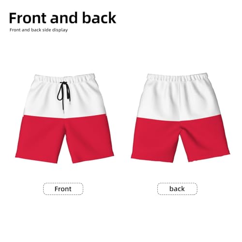 Polish Flag Youth Beach Pants, Soft and Breathable, with Drawstring Waist, Suitable for Sports and Leisure.2