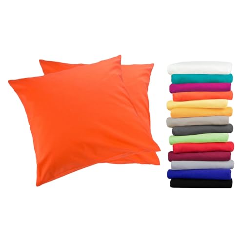 Moon 2er Pack Luxury Linon Kissenbezug 100% Baumwolle-orange-40x40