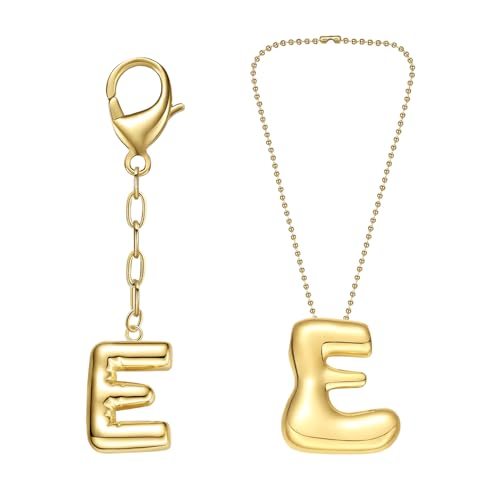 COTATI Gold Plated Bubble Letter Keychain for Women Initial Monogram Pendant Charm Keychains for Bag Handbags Purse