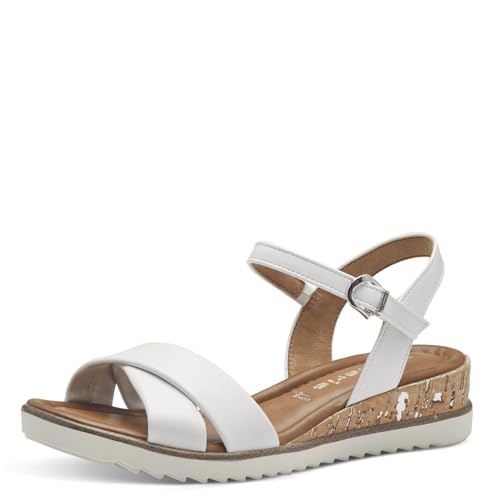 Tamaris Damen Plateau Sandalen Vegan Keilabsatz; WHITE/weiß; 40