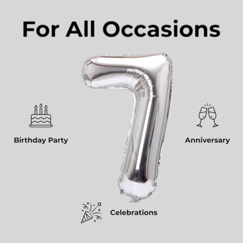 Image of YPSelected 32 Inch Large Foil Helium Number Balloon Birthday Wedding Party 0-9 (Silver, 7)