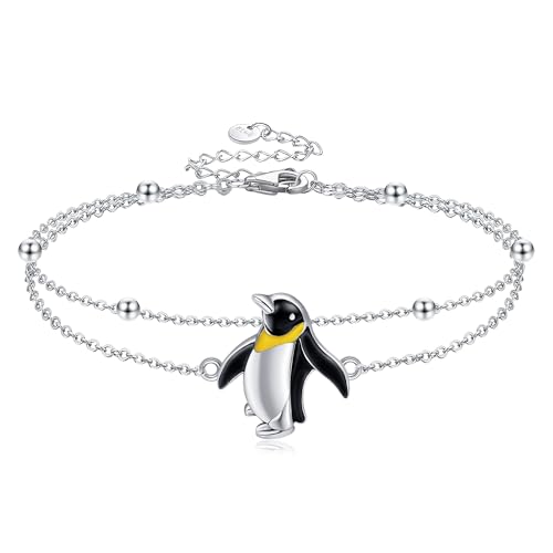 Bracelet pingouin en argent idéal comme idée cadeau femme pour anniversaire et fêtes