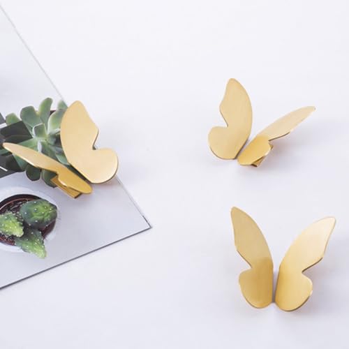 NEIQIUWING Un par de tiradores de latón estilo nórdico para muebles con mariposas doradas