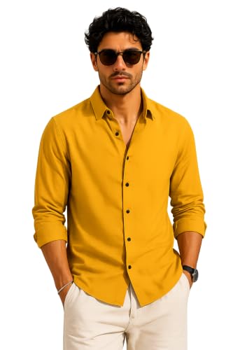 Image of Men Linen Cotton Full Sleeve Shirt for man | Mens Casual Shirt |Shirts for Men Stylish | Men Shirts | Casual Business Party Festival Regular Fit