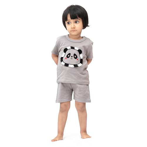 Image of ARIEL Baby Boys & Baby girls Cotton Printed Round Neck Half Sleeve T-shirt & Short Summer Clothing Sets