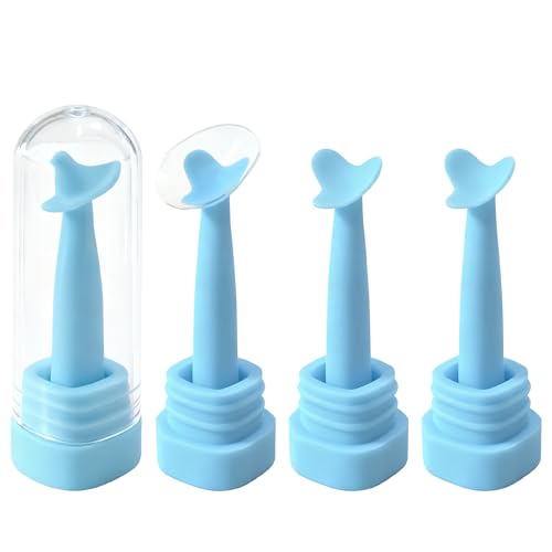 4PCS Hard Contact Lens Inserter Stand, Lens Inserter (Not Remover) with Storage Box Suction Cup Base for Stable Placement, Soft Silicone for Accurate Lens Insertion for RGP/OK Lens Applicator Holder