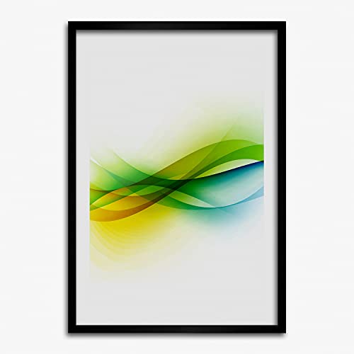Affiche peinture abstraction des vagues avec cadre bois moderne 50x70 cm Tulup