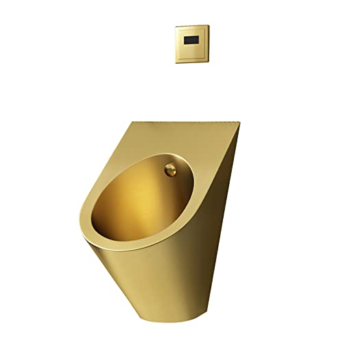 OTQEFTN Golden Wall-Mounted Urinal, Induction Flushing Urinal, Urinal with Non-Contact Flushing Valve