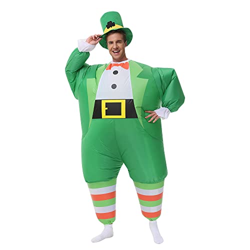 MROMT Inflatable Leprechaun Costume for Adults St. Patrick Day Costume Leprechaun Blow up Suit Festival Inflatable Costume for Men (Leprechaun)